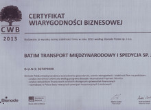 Obraz  Zertifikat  für Glaubwürdigkeit im geschäftlichen Verkehr 2013
