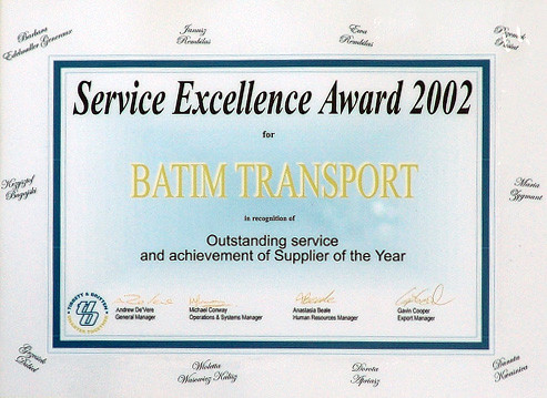 Nagroda Service Excellence Award 2002