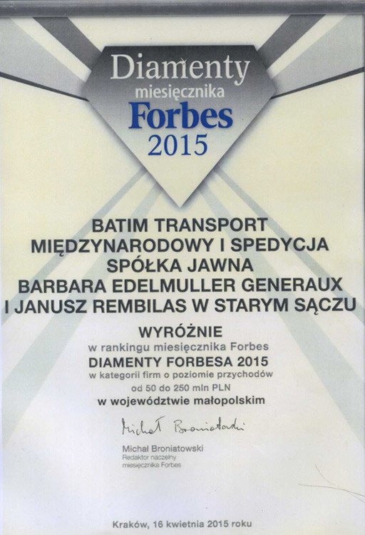Nagroda Diamenty Forbesa 2015